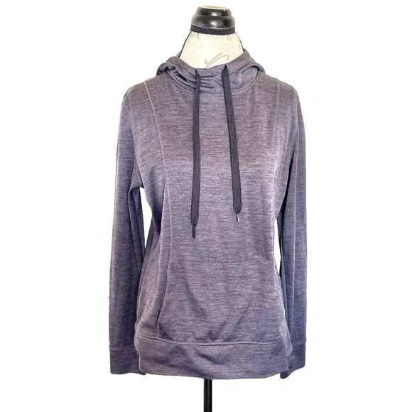 Avia Womens Purple Hooded BurnOut Pullover Drawstring Thumb Hole Size Large - Picture 1 of 12